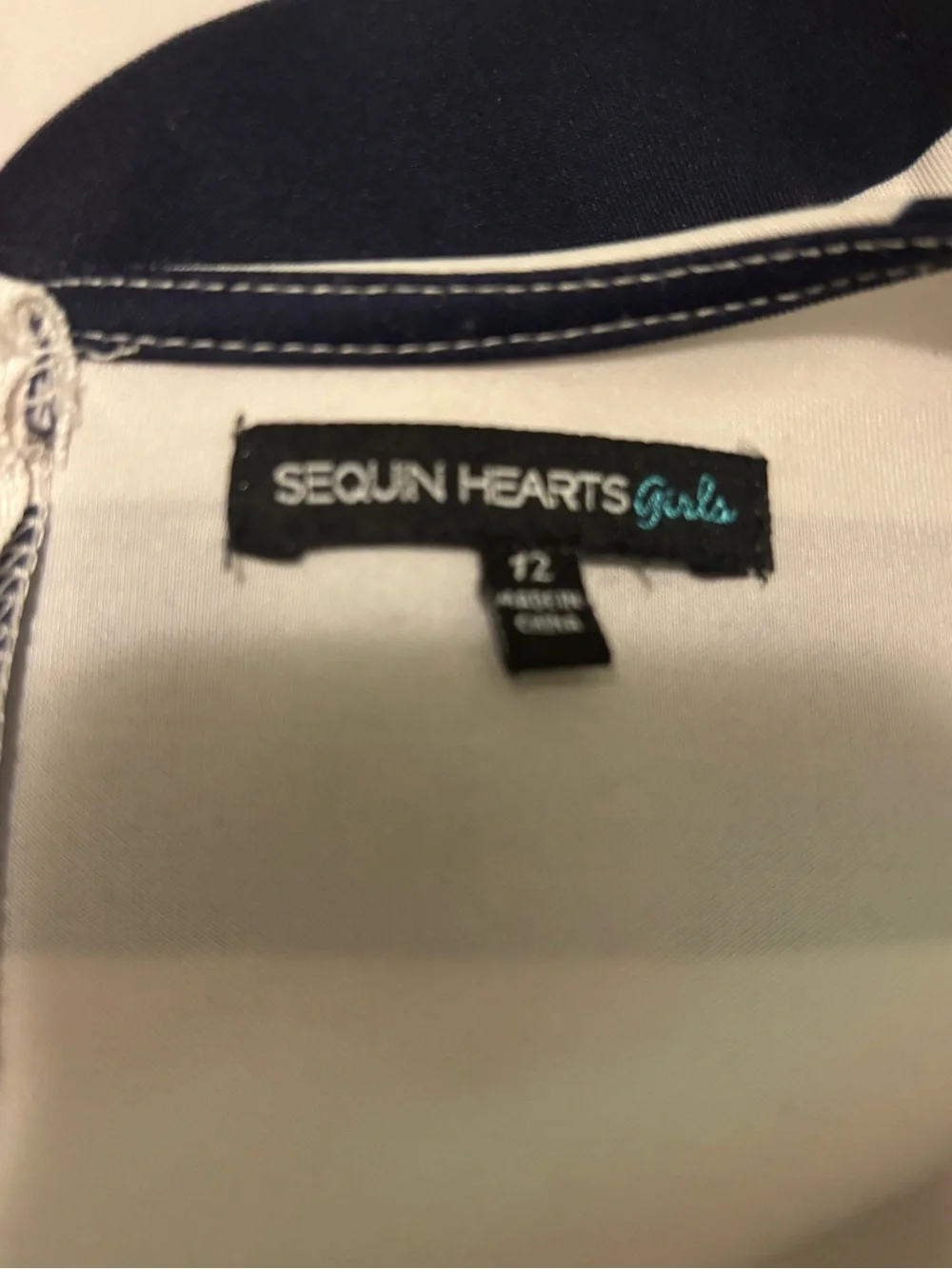 Sequin Hearts Navy and White Striped Floral Dress Size 12